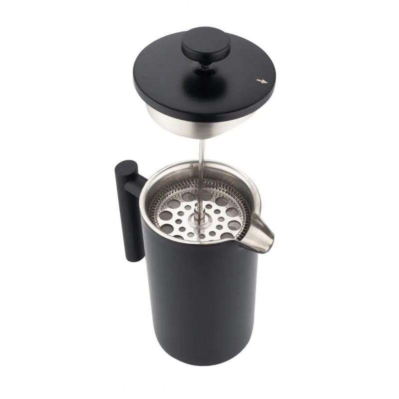 Kinghoff KH 1996 πρέσα γαλλικού καφέ/τσάι, 1 l, Ανοξείδωτο, Διπλά τοιχώματα, Μαύρο