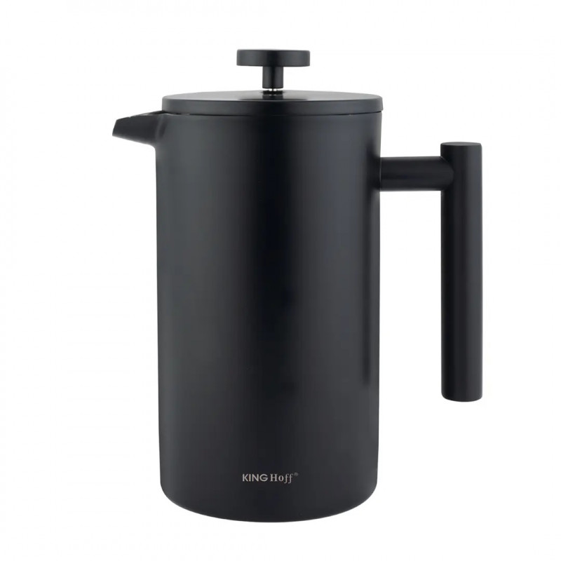 Kinghoff KH 1996 πρέσα γαλλικού καφέ/τσάι, 1 l, Ανοξείδωτο, Διπλά τοιχώματα, Μαύρο