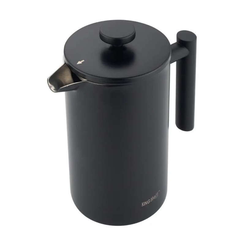 Kinghoff KH 1996 πρέσα γαλλικού καφέ/τσάι, 1 l, Ανοξείδωτο, Διπλά τοιχώματα, Μαύρο