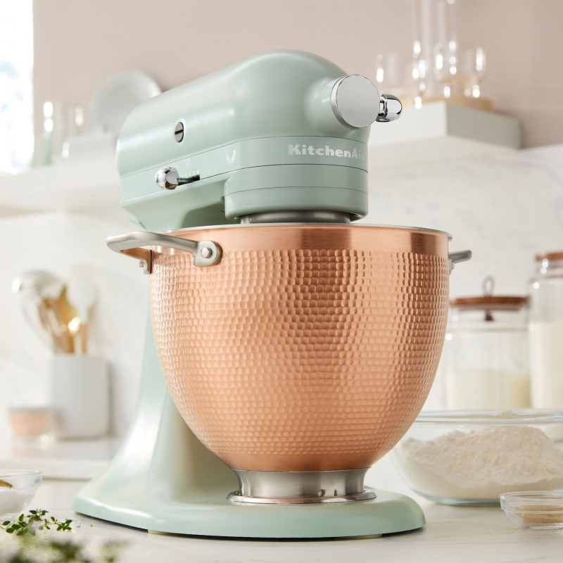 Πλανητικό μίξερ KitchenAid Artisan Blossom Exclusive Design 5KSM180LEELB, 300W, 4.7L, Άμεση κίνηση, 10 ταχύτητες, Κεφαλή με κλίση, Σφυρήλατο χάλκινο μπολ, Πράσινο των βοτάνων