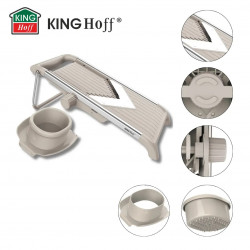 Τρίφτης λαχανικών Kinghoff KH 2006, Ρυθμιζόμενο πάχος, λεπίδες σχήματος V, Julienne 5 mm, Μπεζ/γκρι