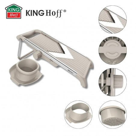 Τρίφτης λαχανικών Kinghoff KH 2006, Ρυθμιζόμενο πάχος, λεπίδες σχήματος V, Julienne 5 mm, Μπεζ/γκρι