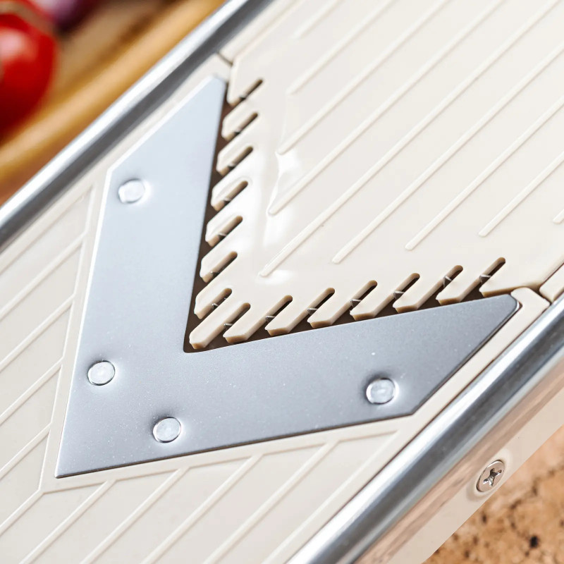 Τρίφτης λαχανικών Kinghoff KH 2006, Ρυθμιζόμενο πάχος, λεπίδες σχήματος V, Julienne 5 mm, Μπεζ/γκρι