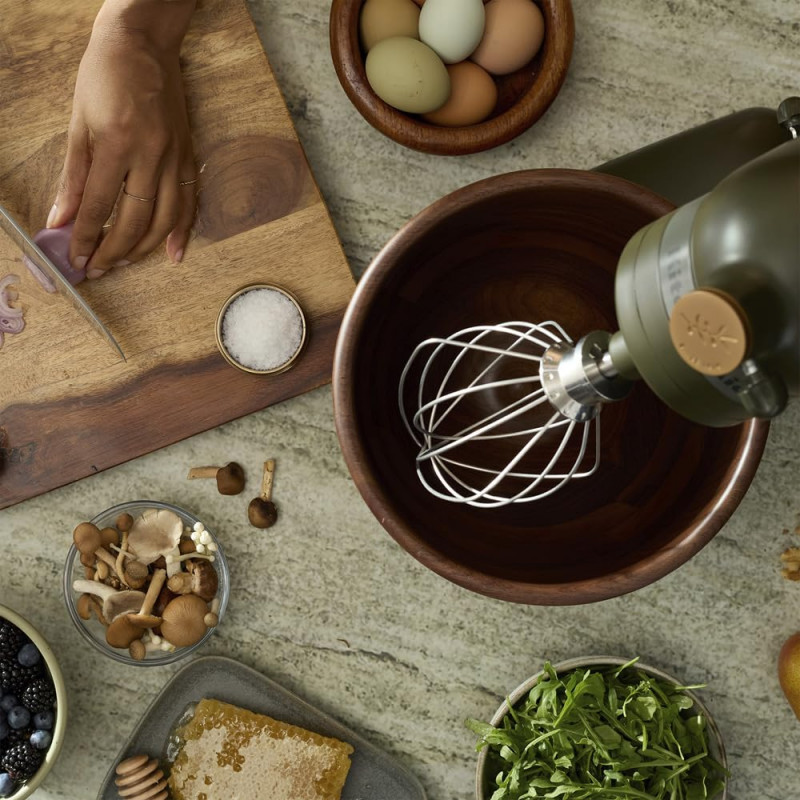 Πλανητικό μίξερ KitchenAid Artisan Evergreen 5KSM180WSEEG, 300W, 4.7L, Άμεση κίνηση, 10 ταχύτητες, Κεφαλή με κλίση, Μπολ καρυδιάς, Σκούρο πράσινο/καφέ