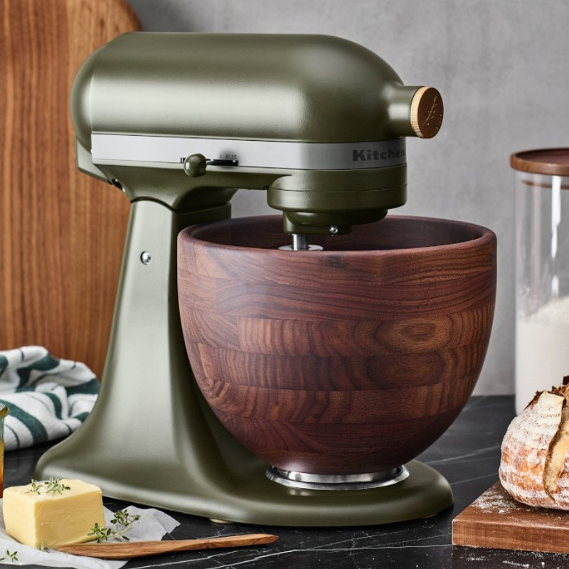 Πλανητικό μίξερ KitchenAid Artisan Evergreen 5KSM180WSEEG, 300W, 4.7L, Άμεση κίνηση, 10 ταχύτητες, Κεφαλή με κλίση, Μπολ καρυδιάς, Σκούρο πράσινο/καφέ