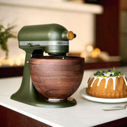 Πλανητικό μίξερ KitchenAid Artisan Evergreen 5KSM180WSEEG, 300W, 4.7L, Άμεση κίνηση, 10 ταχύτητες, Κεφαλή με κλίση, Μπολ καρυδιάς, Σκούρο πράσινο/καφέ