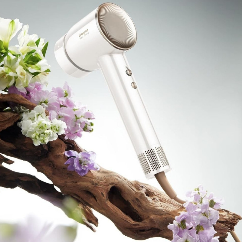 Σεσουάρ μαλλιών Dreame Glory, 1400W, 110000 rpm, 4 θερμοκρασίες, 2 ταχύτητες, 57°C, ιονισμός, θερμοαισθητήρας NTC, ενδείξεις LED, Λευκό