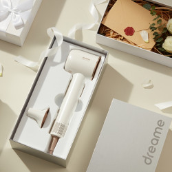 Σεσουάρ μαλλιών Dreame Glory, 1400W, 110000 rpm, 4 θερμοκρασίες, 2 ταχύτητες, 57°C, ιονισμός, θερμοαισθητήρας NTC, ενδείξεις LED, Λευκό