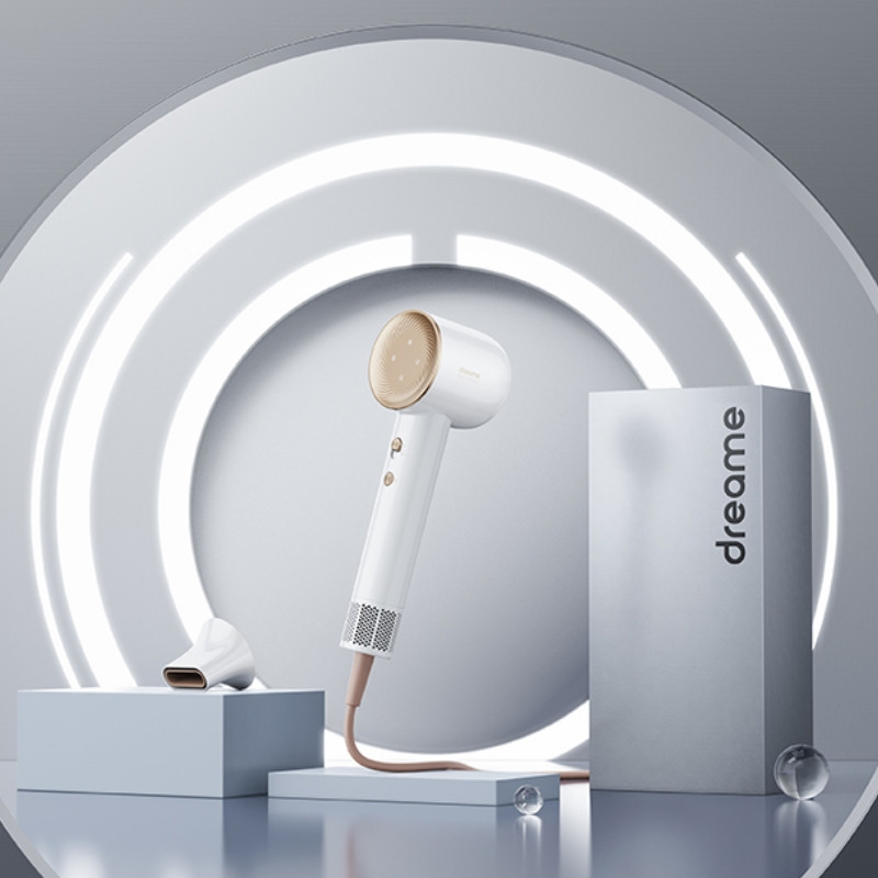 Σεσουάρ μαλλιών Dreame Glory, 1400W, 110000 rpm, 4 θερμοκρασίες, 2 ταχύτητες, 57°C, ιονισμός, θερμοαισθητήρας NTC, ενδείξεις LED, Λευκό