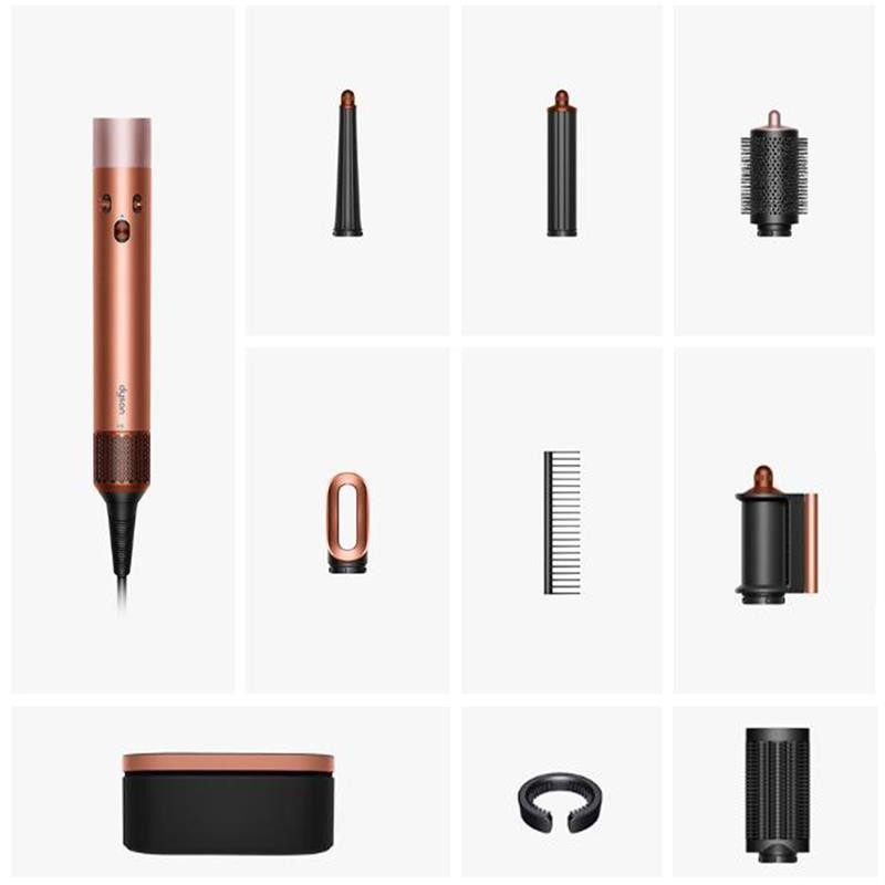 Hair Curler Dyson 123682-01 HS08 Airwrap i.d.™ Straight + Wavy T1/T2 AmSi/PkCp, 1300W, 13.5 l/s, Αυτόματο μπούκωμα, ιονισμός, 3 ταχύτητες, 3 θερμοκρασίες, Bluetooth, Ασημί Αμέθυστος/Ροζ Χαλκός