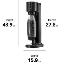 Μηχανή ανθρακούχου νερού SodaStream GAIA, 1 λίτρο, Χειροκίνητη ανθρακούχα, 2 στάδια, χωρίς BPA, Μαύρο