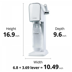 Μηχανή ανθρακούχου νερού SodaStream ART, 1 λίτρο, Χειροκίνητη ανθρακούχο αναπλήρωση, 2 στάδια, χωρίς BPA, Λευκό/ασημί