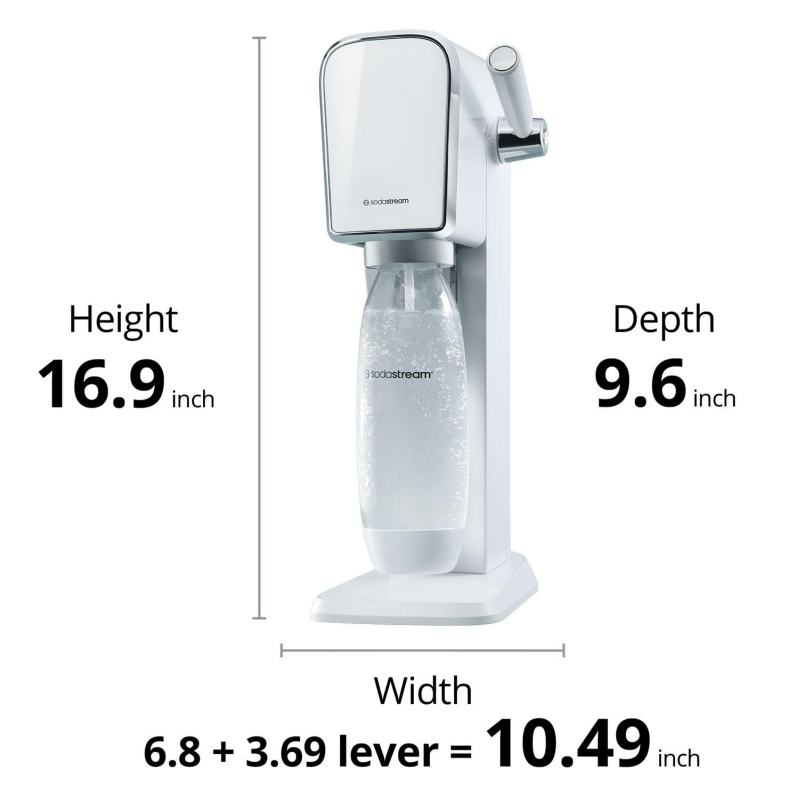 Машина за газирана вода SodaStream ART, 1 л, Ръчна карбонизация, 2 степени, Без BPA, Бял/сребрист