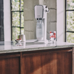 Μηχανή ανθρακούχου νερού SodaStream ART, 1 λίτρο, Χειροκίνητη ανθρακούχο αναπλήρωση, 2 στάδια, χωρίς BPA, Λευκό/ασημί