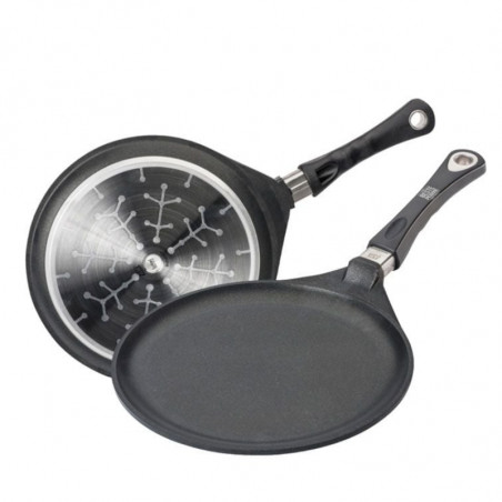 Τηγάνι για τηγανίτες AMT Gastroguss 128, 28 cm, Χυτό αλουμίνιο, αντικολλητική επίστρωση Lotan®, Μέχρι 240°C, Μαύρο