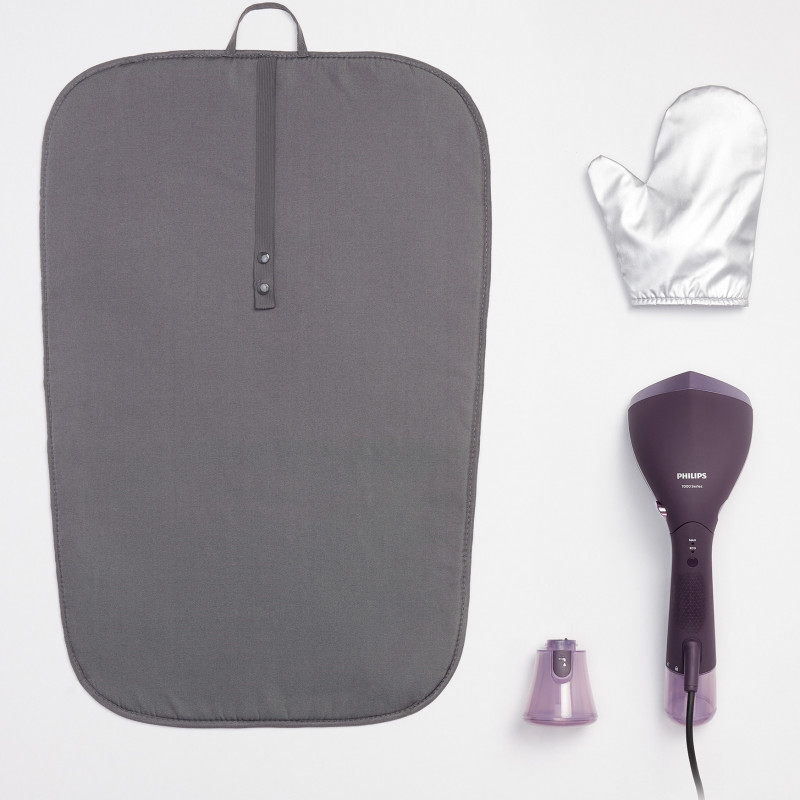 Уред за гладене с пара Philips STH7050/30, 1500W, 100 мл + 200мл, 28 г/мин, OptimalTEMP, Регулируема глава, 2 нива на пара, StyleMat, Лилав