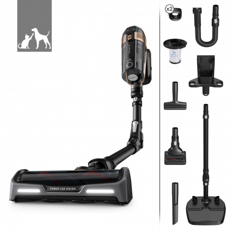 Вертикална прахосмукачка Rowenta X-Force Flex 15.60 RH99F1, 230AW, 32.4V, Автономия 80 мин, Автоматична скорост, LED четка, Черен