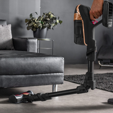 Rowenta X-Force Flex 15.60 RH99F1, 520W, 230AW, 0,9 λίτρα, 32,4V, Αυτονομία 80 λεπτά, Αυτόματη τροφοδοσία, LED, Οθόνη, Flex, Μαύρο/Μπρονζέ