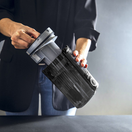 Rowenta X-Force Flex 15.60 RH99F1, 520W, 230AW, 0,9 λίτρα, 32,4V, Αυτονομία 80 λεπτά, Αυτόματη τροφοδοσία, LED, Οθόνη, Flex, Μαύρο/Μπρονζέ