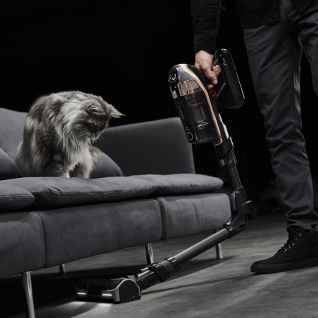 Rowenta X-Force Flex 15.60 RH99F1, 520W, 230AW, 0,9 λίτρα, 32,4V, Αυτονομία 80 λεπτά, Αυτόματη τροφοδοσία, LED, Οθόνη, Flex, Μαύρο/Μπρονζέ