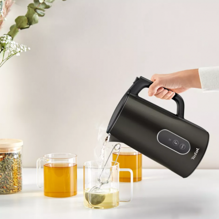 Ηλεκτρικός βραστήρας Tefal KI831E10, 1800W, 1.7 l, 5 επίπεδα θερμοκρασίας, LED, έλεγχος αφής, βάση 360°C, διπλά τοιχώματα, φίλτρο κατά των αλάτων, μαύρο