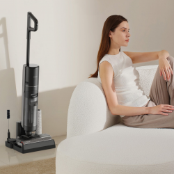 Σκούπα όρθια DREAME H12 Pro HHR25A, 300W, 0.7/0.9 l, 3 λειτουργίες, 35 λεπτά, Wet/Dry, Φωνητικές ειδοποιήσεις, LED, Αυτόματο στέγνωμα σφουγγαρίσματος, Μαύρο/γκρι