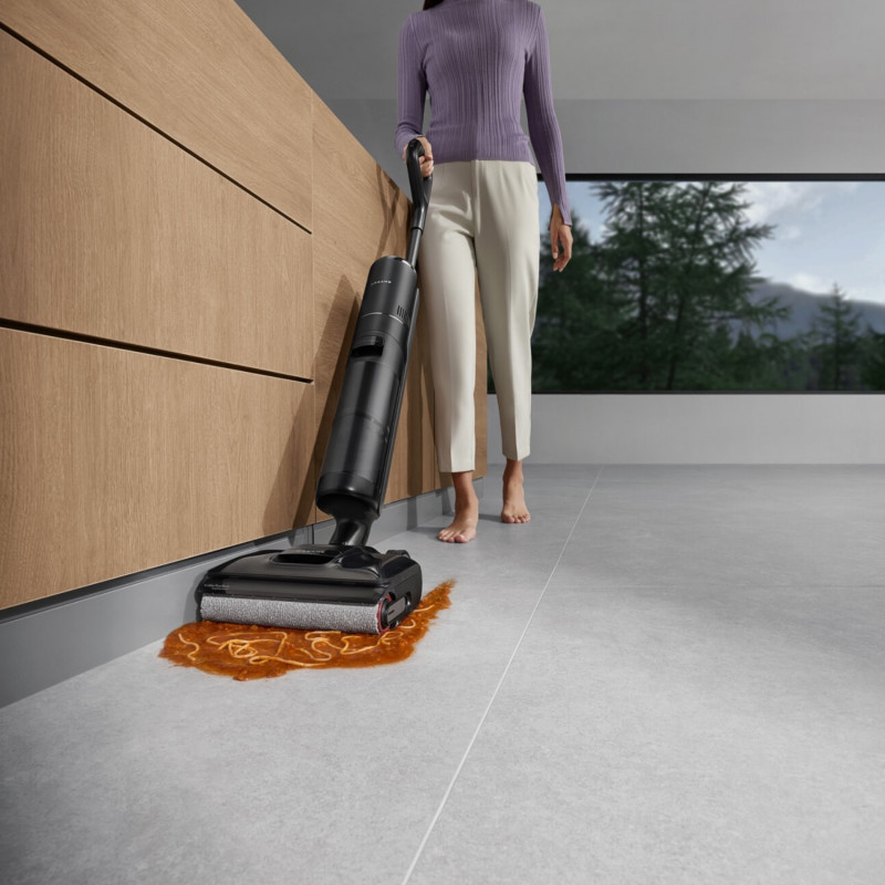 Σκούπα όρθια DREAME H12 Pro HHR25A, 300W, 0.7/0.9 l, 3 λειτουργίες, 35 λεπτά, Wet/Dry, Φωνητικές ειδοποιήσεις, LED, Αυτόματο στέγνωμα σφουγγαρίσματος, Μαύρο/γκρι