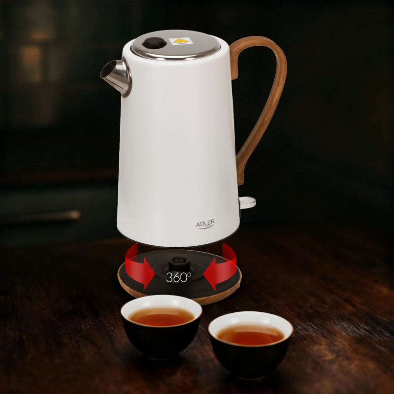 Ηλεκτρικός βραστήρας Adler AD 1352, 2200W, 1.7 l, STRIX, Περιστρεφόμενη βάση, Αυτόματη απενεργοποίηση, Λευκό