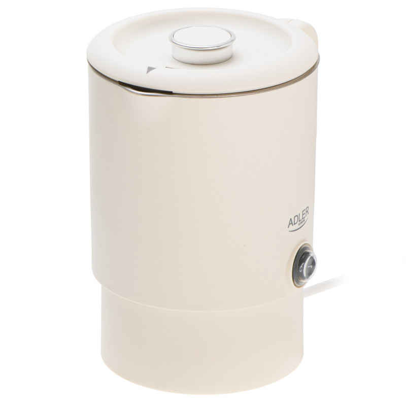 Ηλεκτρικός βραστήρας για πεζοπορία Adler AD 1388b, 650W, 0.8 l, Αφαιρούμενο καπάκι, Περιστρεφόμενη βάση, Μπεζ