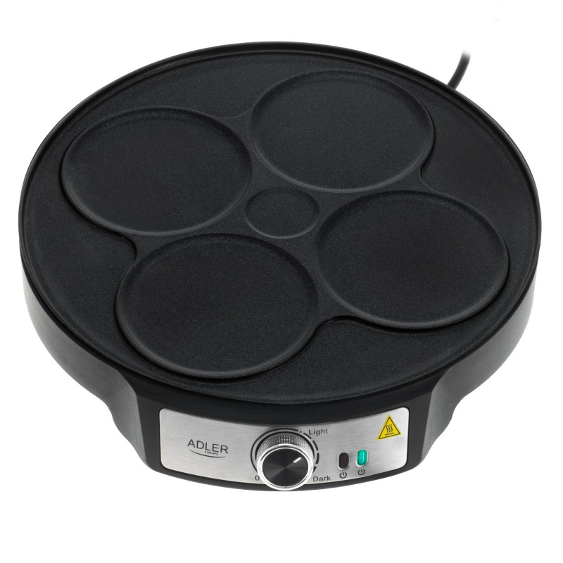 Μηχανή για τηγανίτες Adler AD 3093, 1600W, 30 cm, με σκεύη, Μαύρο/Inox