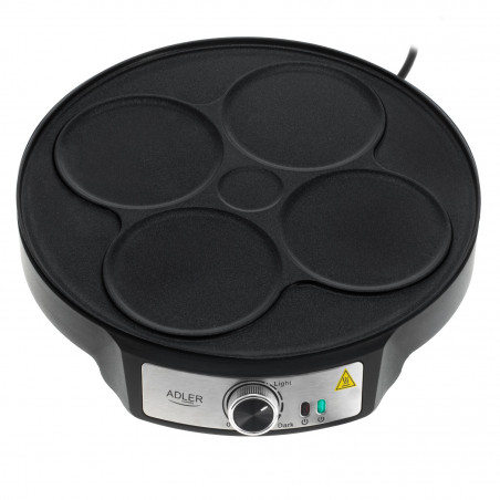 Μηχανή για τηγανίτες Adler AD 3093, 1600W, 30 cm, με σκεύη, Μαύρο/Inox