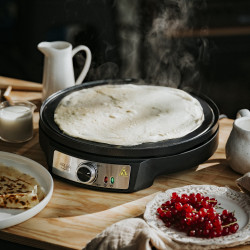 Μηχανή για τηγανίτες Adler AD 3093, 1600W, 30 cm, με σκεύη, Μαύρο/Inox