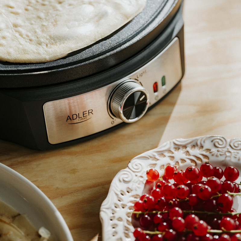 Μηχανή για τηγανίτες Adler AD 3093, 1600W, 30 cm, με σκεύη, Μαύρο/Inox