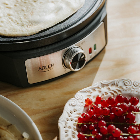 Μηχανή για τηγανίτες Adler AD 3093, 1600W, 30 cm, με σκεύη, Μαύρο/Inox