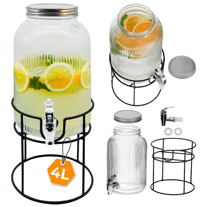 Διανομέας ποτών Adler AD 6742, 4 , γυαλί νατρίου-ασβεστίου, βάση, διαφανές