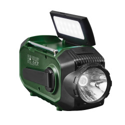 Ραδιόφωνο έκτακτης ανάγκης Camry CR 1919, ηλιακό πάνελ/δυναμό χειρός/USB-C, 4000 mAh, Bluetooth, οθόνη LED, πράσινο/μαύρο