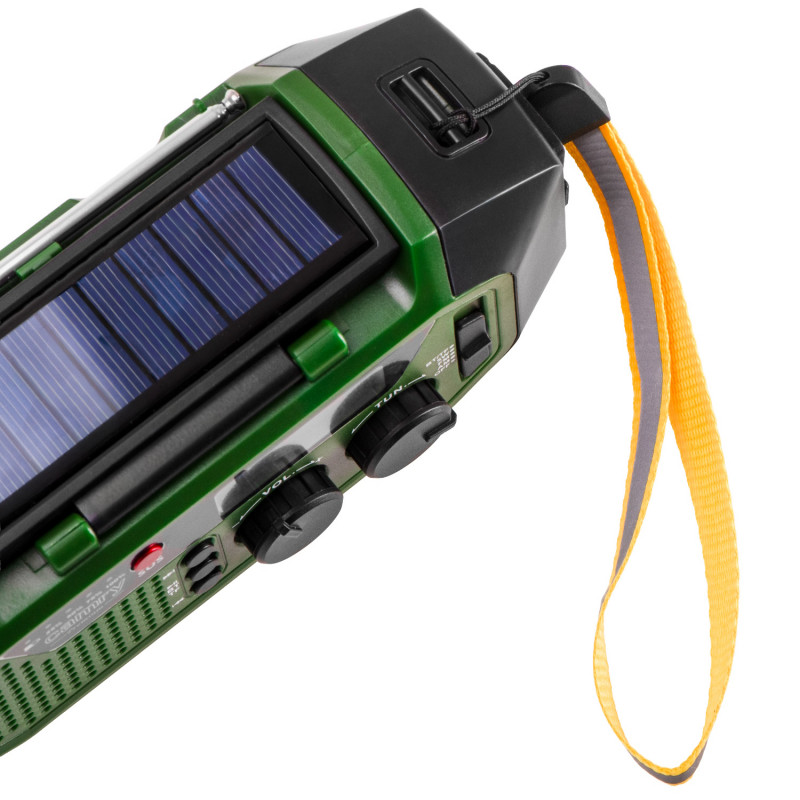 Ραδιόφωνο έκτακτης ανάγκης Camry CR 1919, ηλιακό πάνελ/δυναμό χειρός/USB-C, 4000 mAh, Bluetooth, οθόνη LED, πράσινο/μαύρο