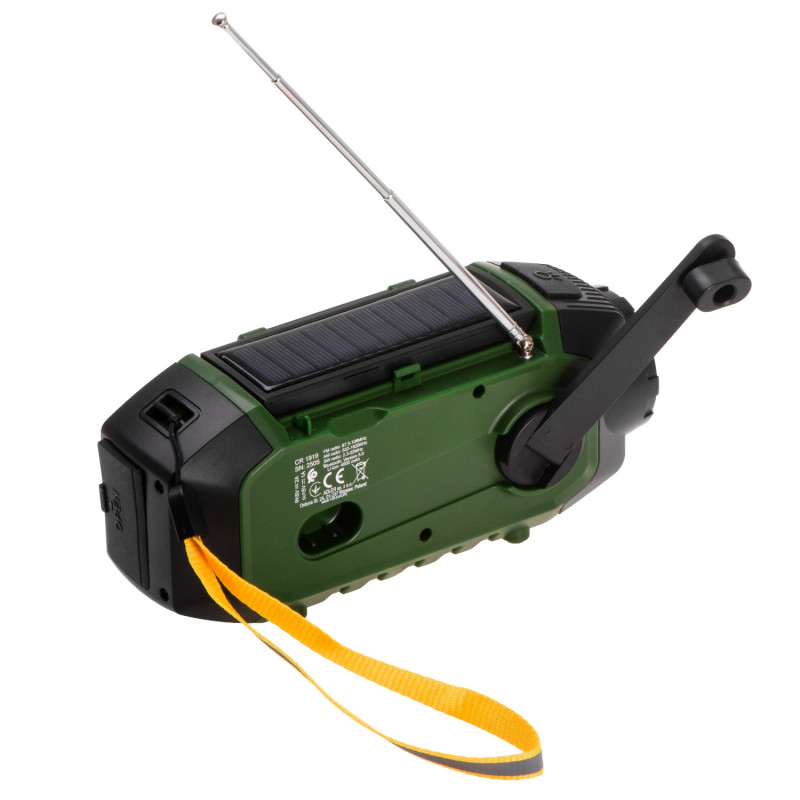 Ραδιόφωνο έκτακτης ανάγκης Camry CR 1919, ηλιακό πάνελ/δυναμό χειρός/USB-C, 4000 mAh, Bluetooth, οθόνη LED, πράσινο/μαύρο