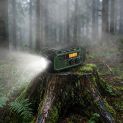 Ραδιόφωνο έκτακτης ανάγκης Camry CR 1919, ηλιακό πάνελ/δυναμό χειρός/USB-C, 4000 mAh, Bluetooth, οθόνη LED, πράσινο/μαύρο