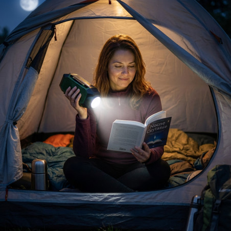 Ραδιόφωνο έκτακτης ανάγκης Camry CR 1919, ηλιακό πάνελ/δυναμό χειρός/USB-C, 4000 mAh, Bluetooth, οθόνη LED, πράσινο/μαύρο