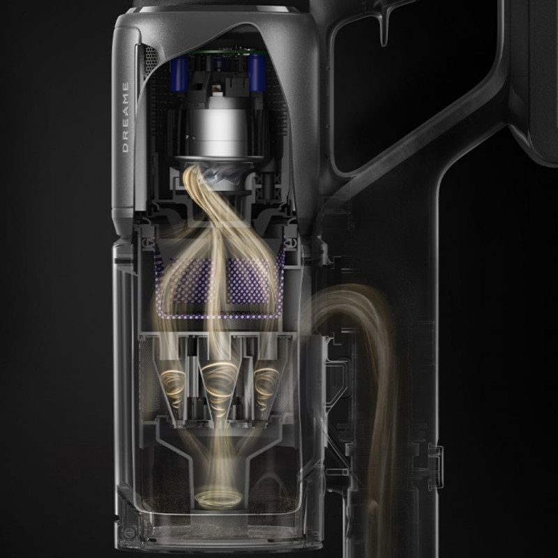 Ηλεκτρική σκούπα μπαταρίας Dreame Z30 AquaCycle VZV77B, 855W, 310AW, 150000 rpm, 3 στάδια, 0.32/0.4/0.6 l, 90 λεπτά, HEPA H14, LED, Brushless motor, Μαύρο