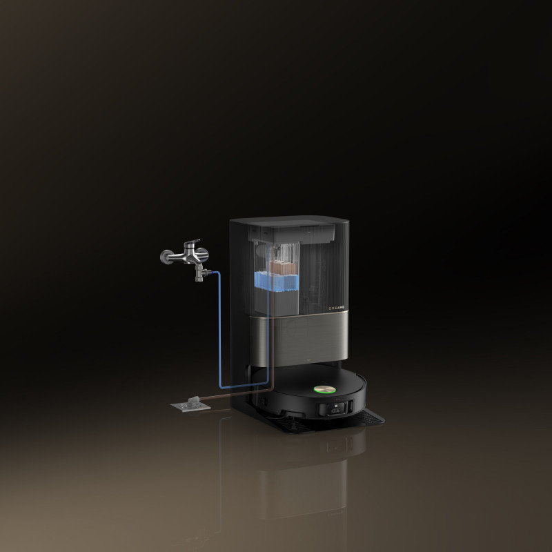 Ρομποτική ηλεκτρική σκούπα Dreame X50 Ultra RLX85CE-6-BK, 20000 Pa, ανίχνευση εμποδίων AI, πλοήγηση 360°, φωνητικός έλεγχος, αποστείρωση UV, μαύρο/χρυσό