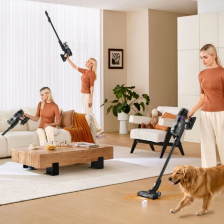 Κάθετη σκούπα 2 σε 1 Eureka NEC520, 200 W, 0,5 λίτρα, Αυτονομία 50 λεπτών, Βούρτσα turbo, Ρύθμιση ισχύος, Πλενόμενο φίλτρο HEPA, Μαύρο