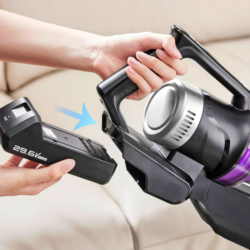 Κάθετη σκούπα 2 σε 1 Eureka NEC490, 350 W, οθόνη LED και φωτισμός στη βούρτσα, Single Cyclone, 60 λεπτά, βάση αυτόματης εκκένωσης και φόρτισης, μαύρο