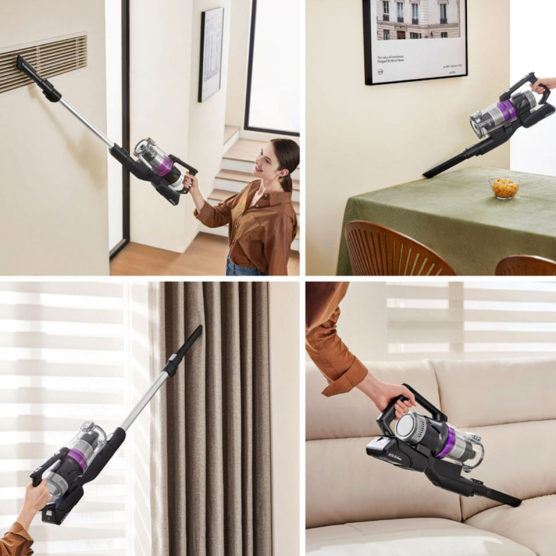 Κάθετη σκούπα 2 σε 1 Eureka NEC490, 350 W, οθόνη LED και φωτισμός στη βούρτσα, Single Cyclone, 60 λεπτά, βάση αυτόματης εκκένωσης και φόρτισης, μαύρο