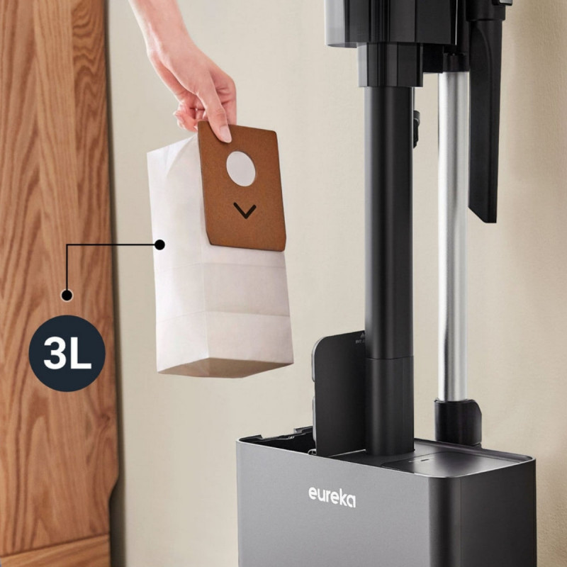 Κάθετη σκούπα 2 σε 1 Eureka NEC490, 350 W, οθόνη LED και φωτισμός στη βούρτσα, Single Cyclone, 60 λεπτά, βάση αυτόματης εκκένωσης και φόρτισης, μαύρο