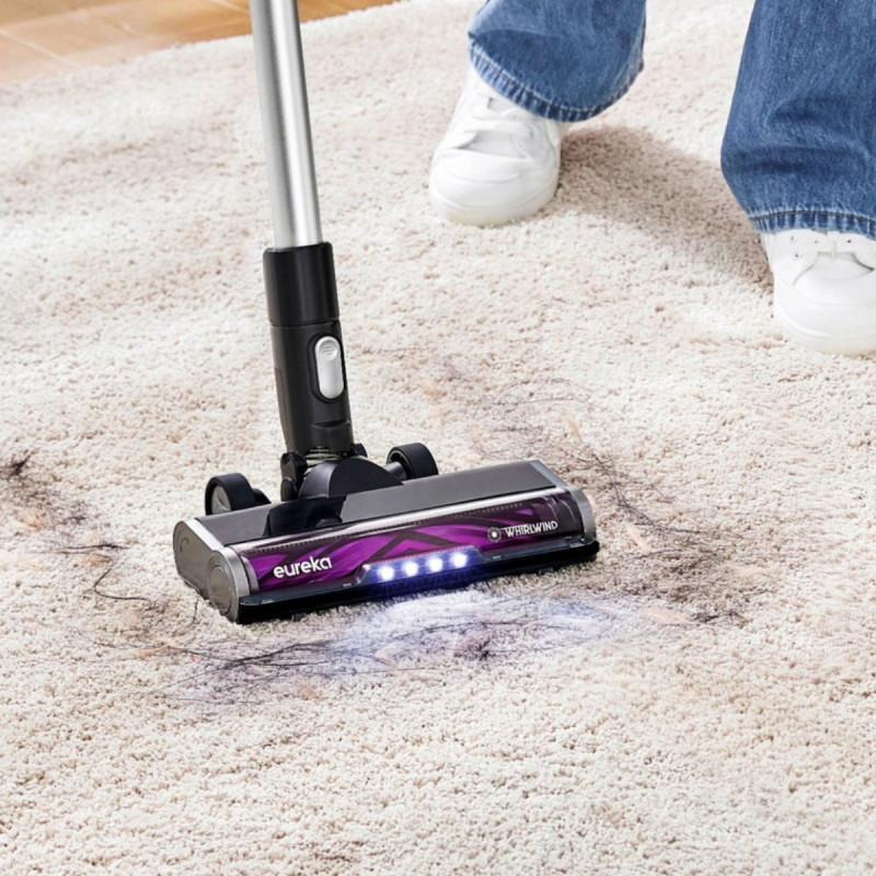 Κάθετη σκούπα 2 σε 1 Eureka NEC490, 350 W, οθόνη LED και φωτισμός στη βούρτσα, Single Cyclone, 60 λεπτά, βάση αυτόματης εκκένωσης και φόρτισης, μαύρο