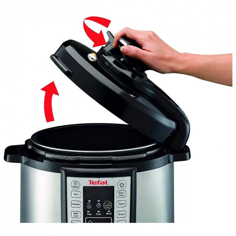 Πολυμάγειρας Tefal CY505EE0 One Pot, 1200 W, 6L, 25 προγράμματα, χρονοδιακόπτης, διατήρηση θερμότητας, ασημί/μαύρο