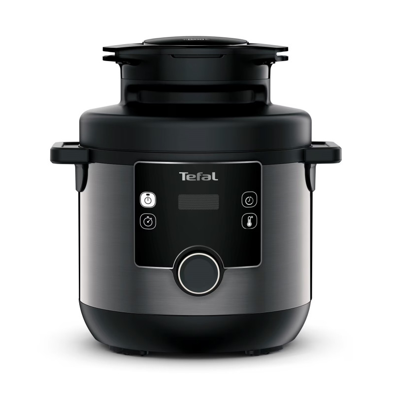 Pressure Cooker Tefal Turbo Cuisine & Fry CY778830, 70 kPa, 1200W, 7.6 l, 15 προγράμματα, Αντικολλητική επίστρωση, Διατήρηση θερμότητας, Ψηφιακός έλεγχος, Μαύρο
