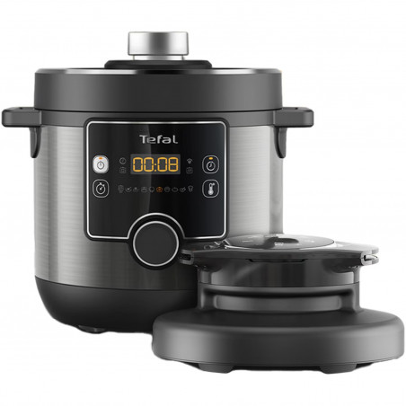 Pressure Cooker Tefal Turbo Cuisine & Fry CY778830, 70 kPa, 1200W, 7.6 l, 15 προγράμματα, Αντικολλητική επίστρωση, Διατήρηση θερμότητας, Ψηφιακός έλεγχος, Μαύρο